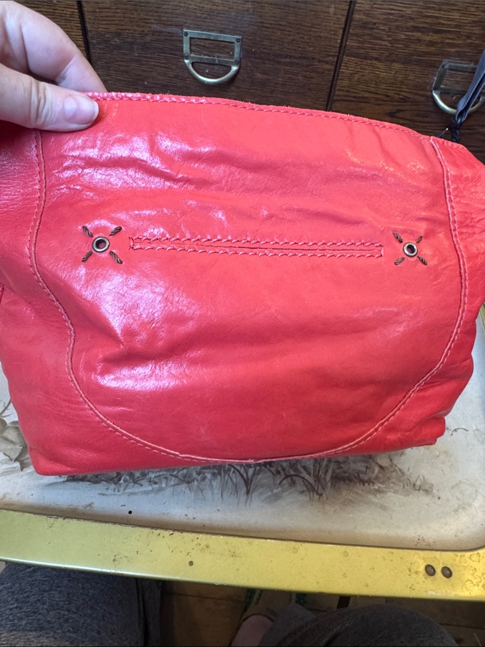 The Sak Red Leather Shoulder Bag with Braided Handle - Picture 3 of 4